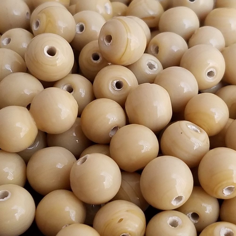 95+ Cream Beige Ceramic BEADS Round 10 mm bundle set lot - Picture 4 of 6